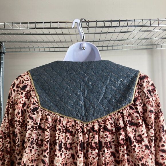 Scotch & Soda Vagabond Voyage Women's Metallic Floral Blouse Size Petite Flowy - Picture 4 of 13